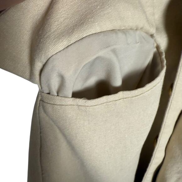 Toccin Cream Linen Crossover Halter Neck Front Mini Dress Size 6 - Picture 9 of 16